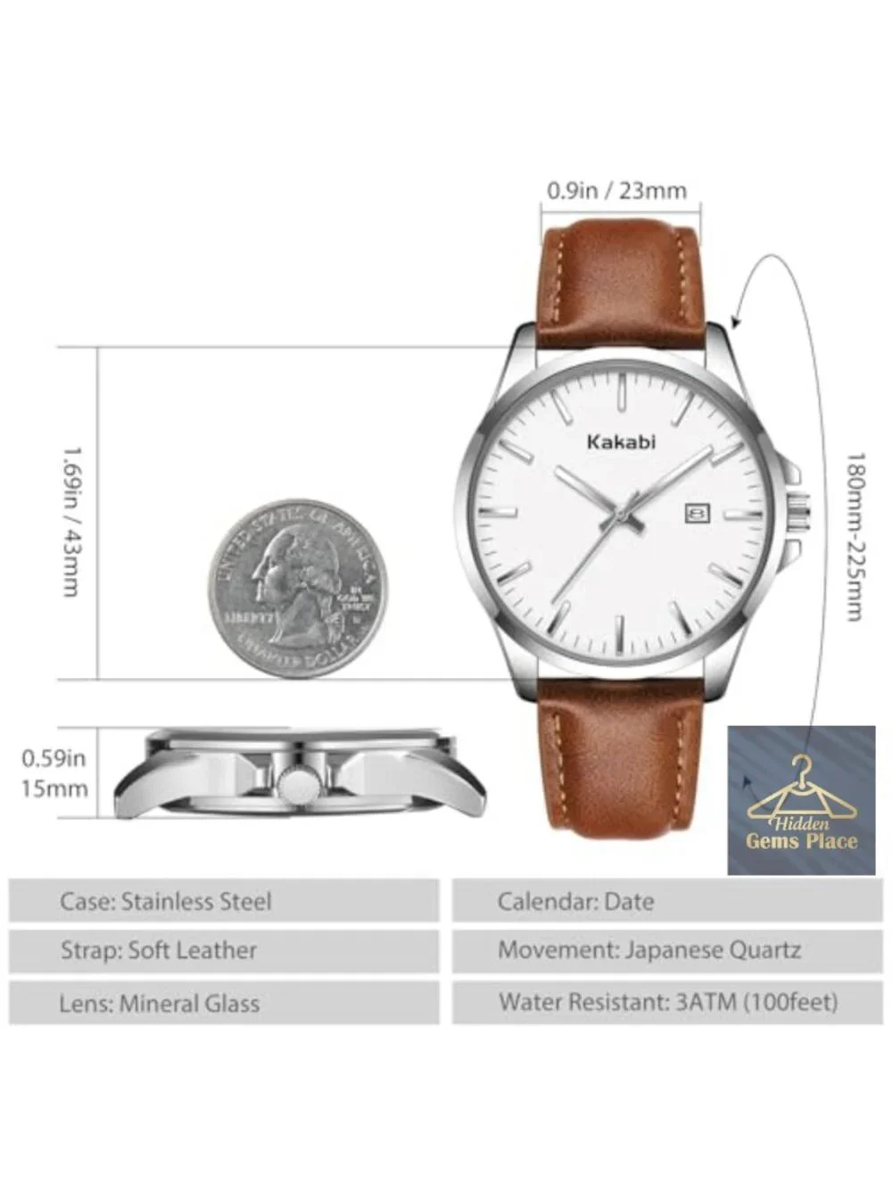 Men's Minimalist Leather Watch Classic Analog Quartz Date